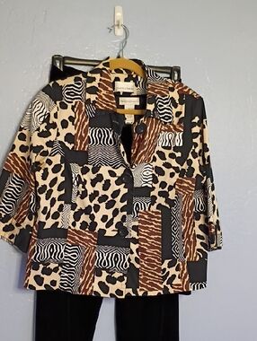 Animal Print Boxy Blazer Only - Beige Brown Black Office To Evening Causal